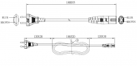 欧规 (欧标)2-Pin插头转 IEC 320 C7 八字尾 AC电源线组-PVC线材 (Cord Set) 1.8 米黑色 (H03VVH2-F 2X0.75mm² )