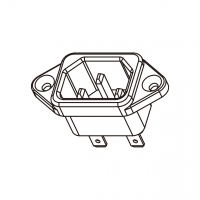 IEC 320 (C14) 品字型 家电用品AC 3-Pin公插座(Inlet), 附螺丝孔, 10A/15A 250V