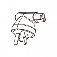 笔记本电脑专用AC转接头, 中国规弯头转IEC 320 C5连接器, 3转3-Pin, 2.5A 250V