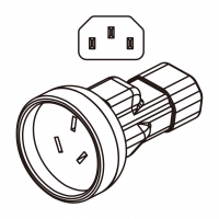 AC转接头, IEC 320 Sheet E 插头转澳洲规,3转3-Pin