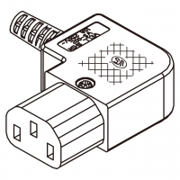 IEC 320 C13 连接器3芯 右弯10A 国际标准/15A北美标准家用