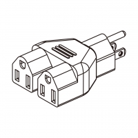 AC转接头, NEMA 5-15P转NEMA 5-15R x 2, 3转3-Pin