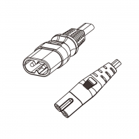 欧规 (欧标)2-Pin IEC 320 Sheet C  2口八字 插头转IEC 320 C7 八字尾 AC电源线组-HF超声波成型-无卤线材 (Cord Set ) 1.8 米黑色 (HZ1Z1H2-F 2X0.75mm² )