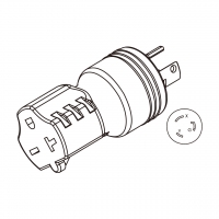 AC转接头, NEMA L6-20P Twist Locking转NEMA 6-20R, 2 P 3芯接地, 3转3-Pin, 20A转15A/20A 250V