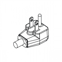 美规(美标)NEMA 5-15P 弯式 AC插头2 P/ 3 芯 (O 型接地Pin) 15A 125V