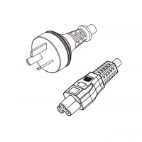 阿根廷 3-Pin插头转 IEC 320 C5米老鼠 / 梅花尾 AC电源线组-PVC线材 (Cord Set) 1.8 米黑色 (HVV-F 3G 0.75mm² )