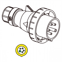 IEC 309 插头5 芯 4P 5W, IP 67 防水密封型 16A 100V~130V