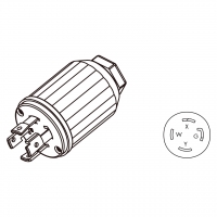 美规工业锁固插头	(NEMA L14-30P) 4芯直式 , 3 P, 4芯接地 30A 125V/250V