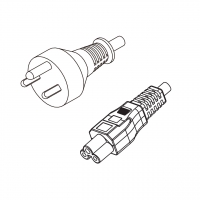 丹麦3-Pin插头转 IEC 320 C5米老鼠 / 梅花尾 AC电源线组-PVC线材 (Cord Set) 1.8 米黑色 (H03VV-F 3G 0.75mm² )