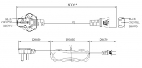 中国3-Pin 插头转 IEC 320 C13品字尾 AC电源线组- 成型PVC线材(Cord Set) 1.8 米黑色 (60227 IEC 53 3*0.75mm² )