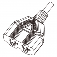 美规 (美标)扇形两位排插 3 芯(NEMA 5-15R/20R), 2 P, 3 芯  接地,15A/20A 125V