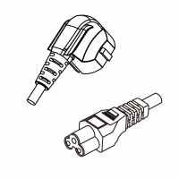 韩国3-Pin 插头转 IEC 320 C5米老鼠 / 梅花尾 AC电源线组- 成型PVC线材(Cord Set) 1.8 米黑色 ( HVV-F 3G 0.75mm² )