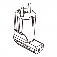 AC转接头, 欧规 (欧标)弯头转IEC 320 C13 连接器, 3转3-Pin, 10A 250V