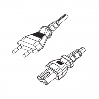 意大利2-Pin插头转 IEC 320 C7 八字尾 AC电源线组-HF超声波成型-无卤线材 (Cord Set ) 1.8 米黑色 (H03Z1Z1H2-F 2X0.75mm² )