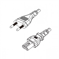 巴西2-Pin插头转 IEC 320 C7 八字尾 AC电源线组-PVC线材 (Cord Set) 1.8 米黑色 (HVVH2-F 2X0.75mm² )