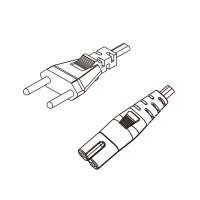 瑞士2-Pin插头to IEC 320 C7 八字尾 AC电源线组-PVC线材 (Cord Set) 1.8 米黑色 (H03VVH2-F 2X0.75mm² )