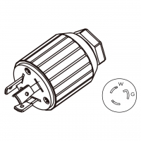 美规工业锁固插头	(NEMA L7-15P) 3芯直式 , 2 P, 3芯接地 15A 277V AC