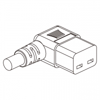 欧规 (欧标)IEC 320 C23 AC电源线连接器 3 芯 右弯16A 250V