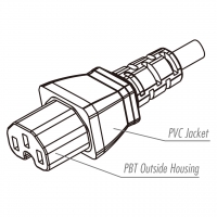 IEC 320 C15 AC电源线连接器 3 芯直式 10A/13A/15A, 125/250V