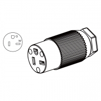 美规工业连接器	(NEMA 5-20R)3芯直式, bladed grab 线型 . 2 P, 3芯接地, 20A 125V