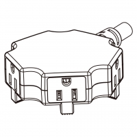 美规 (美标)章鱼三位排插 3 芯 (NEMA 5-15R), 2 P, 3 芯接地, 15A 125V