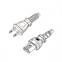 台湾2-Pin插头转 IEC 320 C7 八字尾 AC电源线组-PVC线材 (Cord Set) 1 米黑色 (VCTFK 2X0.75mm² )