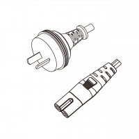 澳规 2-Pin插头转 IEC 320 C7 八字尾 AC电源线组-PVC线材 (Cord Set) 1.8 米黑色 (HVVH2-F 2X0.75mm² )