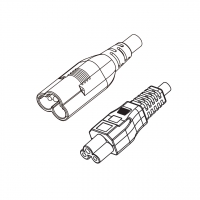 欧规 (欧标)3-Pin IEC 320 Sheet A 梅花公插头转 C5米老鼠/ 梅花尾 AC电源线组-PVC线材 (Cord Set) 1.8 米黑色 (H03VV-F 3G 0.75mm² )