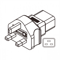 AC转接头, 英规 (英标)转IEC 320 C19 连接器, 3转3-Pin, 13A 250V