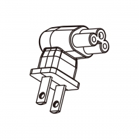 笔记本电脑专用AC转接头, 美规 (美标)/日本/台湾弯头转IEC 320 C5连接器, 3转3-Pin, 2.5A 125V