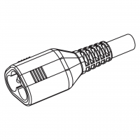 IEC 320 Sheet A AC电源线插头连接器 3 芯直式 2.5A 250V, 10A 125/250V