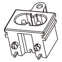 IEC 320 (C8) 八字头 家电用品AC 2-Pin公插座(Inlet), 附螺丝孔, 2.5A