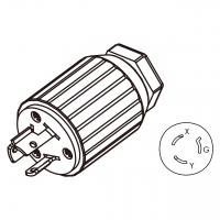 美规工业锁固插头	(NEMA L6-15P) 3芯直式 , 2 P, 3芯接地 15A 250V