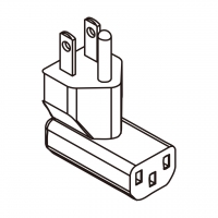 AC转接头, 美规 (美标) 弯头转IEC 320 C13 连接器, 3转3-Pin, 10A 125V