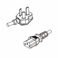 中国3-Pin 插头转 IEC 320 C13品字尾 AC电源线组- 成型PVC线材(Cord Set) 1 米黑色 (60227 IEC 53 3*0.75mm² )