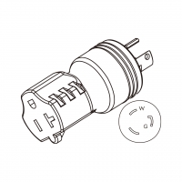 AC转接头, NEMA L5-20P Twist Locking转NEMA 5-20R, 2 P 3芯接地, 3转3-Pin, 20A转15A/20A 125V