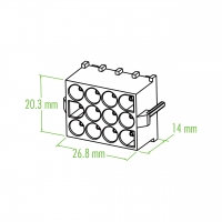 塑料连接器 14mm X 26.8mm X 20.3mm 12 Pin