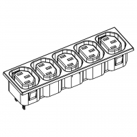 IEC 320 Sheet F 品字三孔家电用品AC 5 位母插座(Outlet),  10A/15A