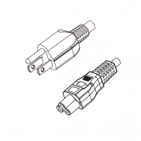 美规 (美标)3-Pin NEMA 5-15P插头转 IEC 320 C5米老鼠 / 梅花尾 AC电源线组-HF超声波成型-无卤线材 (Cord Set ) 1.8 米黑色 (SVE 18/3C/60C )
