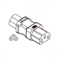 AC转接头, IEC 320 Sheet A 插头连接器转IEC 320 C13 连接器, (适用个人计算机), 3转3-Pin,