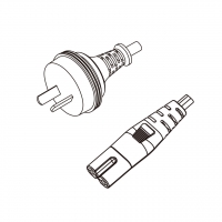 澳规2-Pin插头转 IEC 320 C7 八字尾 AC电源线组-HF超声波成型-无卤线材 (Cord Set ) 1.8 米黑色 (HZ1Z1H2-F 2X0.75mm² )