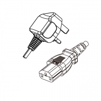 英规 (英标)3-Pin插头转 IEC 320 C13品字尾 AC电源线组-HF超声波成型-无卤线材 (Cord Set ) 1.8 米黑色 (HZ1Z1-F 3X0.75mm² )