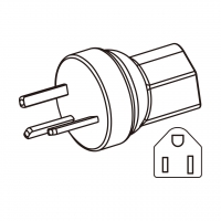 AC转接头, 以色列插头转美国NEMA 5-15R 连接器, 3转3-Pin, 10A 250V (成型式)