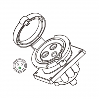 IEC 309 IP 44 防泼水工业母插座(Outlet), 2 P 3 芯,20A 250V