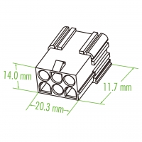 塑料连接器 11.7mm X 20.3mm X 14mm 6 Pin