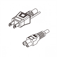 日本3-Pin 插头转 IEC 320 C5米老鼠 / 梅花尾 AC电源线组- 成型PVC线材(Cord Set) 0.5 米黑色 (VCTF 3X0.75mm² 圆线 )