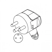 丹麦3-Pin 直式 AC插头, 10~16A 250V