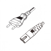 意大利2-Pin插头转 IEC 320 C7 八字尾 AC电源线组-HF超声波成型-无卤线材 (Cord Set ) 1.8 米黑色 (HZ1Z1H2-F 2X0.75mm² )