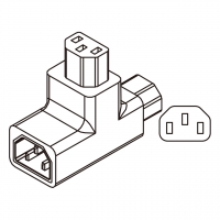 AC转接头, IEC 320 Sheet E 插头连接器转IEC 320 C13 x 2, 3转3-Pin