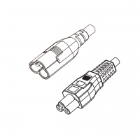 欧规 (欧标)3-Pin IEC 320 Sheet A 梅花公插头 转 C5米老鼠/ 梅花尾 AC电源线组-HF超声波成型-无卤线材 (Cord Set ) 1.8 米黑色 (H03Z1Z1-F 3X0.75mm² )
